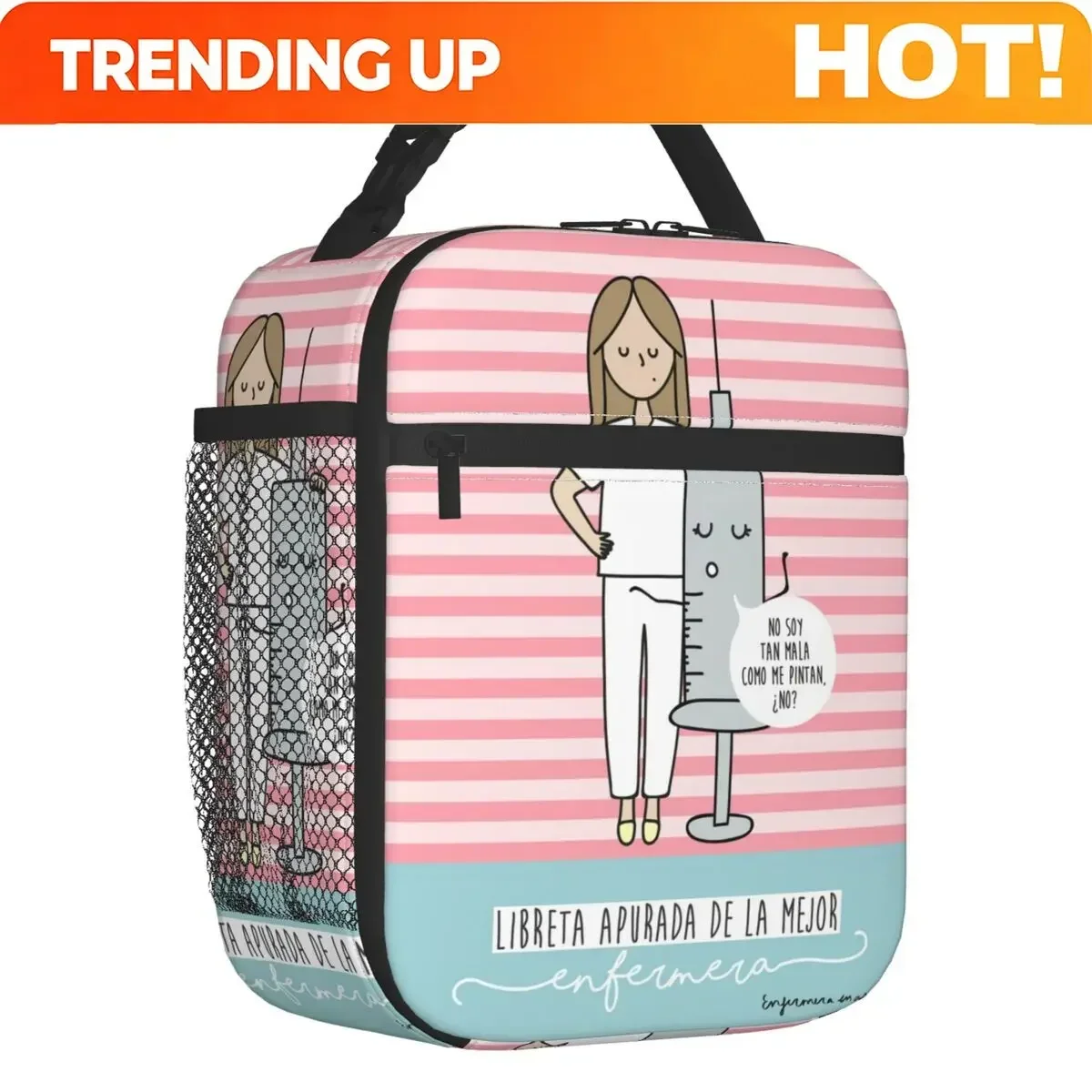 Custom Bag Custom Cartoon Ladies Nurse Doctor Printed Portable Lunch Box For Women Leakproof Thermal Cooler Food Insulated Lunch
