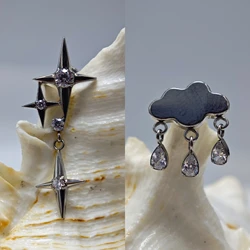 ASTM F136 Titanium Internal Thread Star Cloud Pendant  Dangle Earring Piercing Titanium Daith Earrings Helix Cartilage Ear Studs