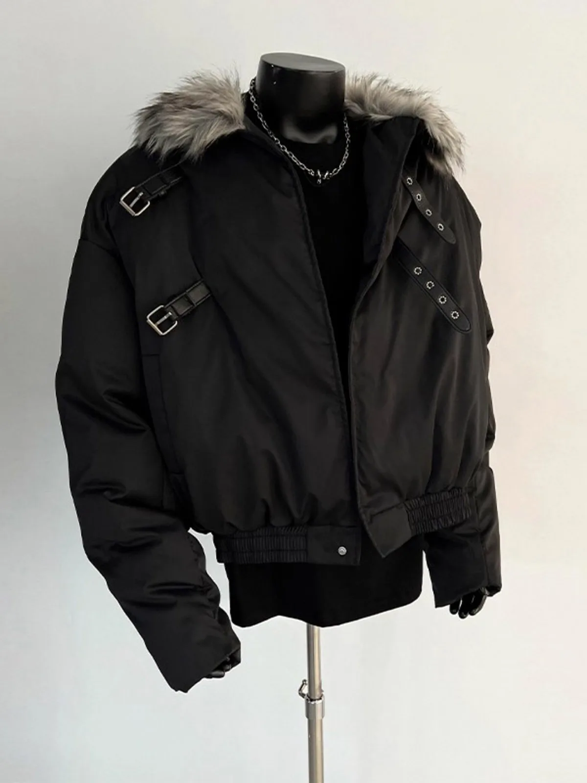 American Style Thickened Short Cotton Jacket with Fur Collar for Men And Women Winter Warm Coat Button Design Casual Outerwear