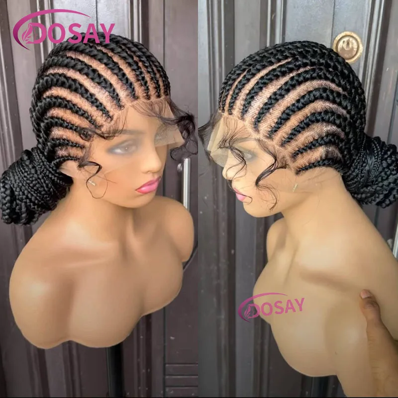 Wig sintetis Jumbo penuh renda depan Wig kepang tanpa simpul untuk wanita Wig renda kepang putar dengan kotak rambut bayi Wig kepang Afrika