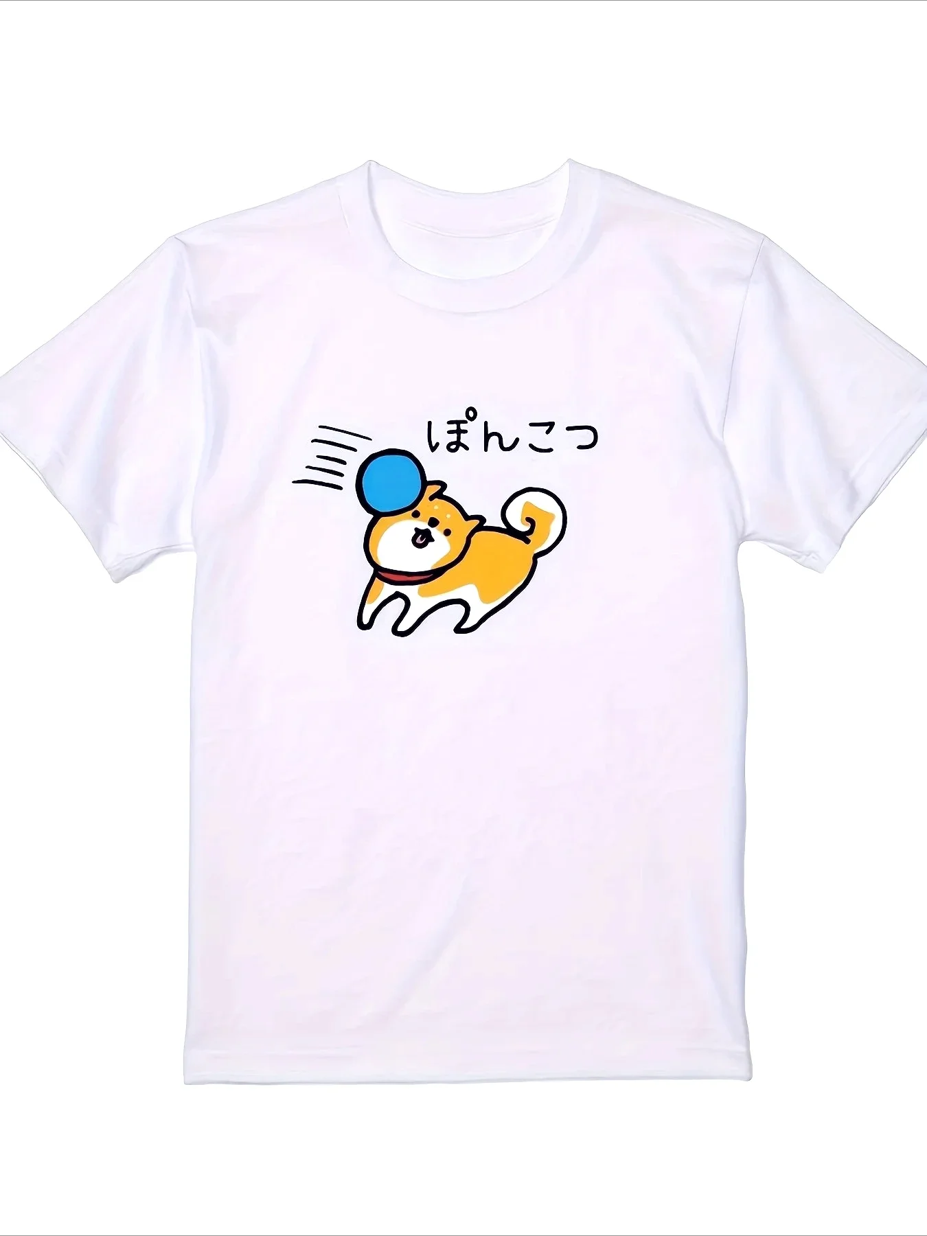 Women's Funny Shiba Inu T-Shirt Harajuku Style Short Sleeve Casual Vintage Pet Lover Tee with Japanese Text Cartoon Dog Design