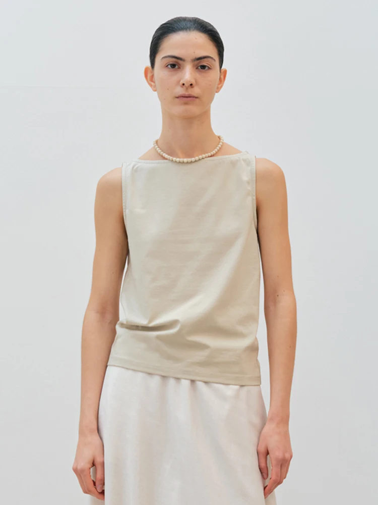 

Moia Svel One-oulder Vest Women's Pure Color Summer Slimming Loose Fit Commute Sle Cotton Blend Moisture ng