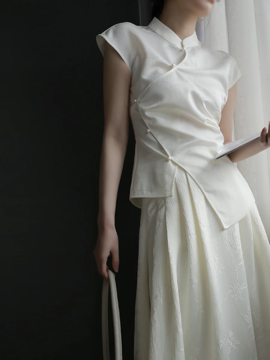 

Warmo, китайский топ с вышивкой и воротником-стойкой на пуговицах, женский облегающий топ, весна-лето, новый дизайн, национальный тренд