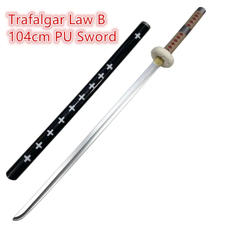 104cm Trafalgar Law Black Sword Cosplay Sword 1:1 Anime Sword Zoro Weapon Katana Safety PU Knife Samurai Sword Toy