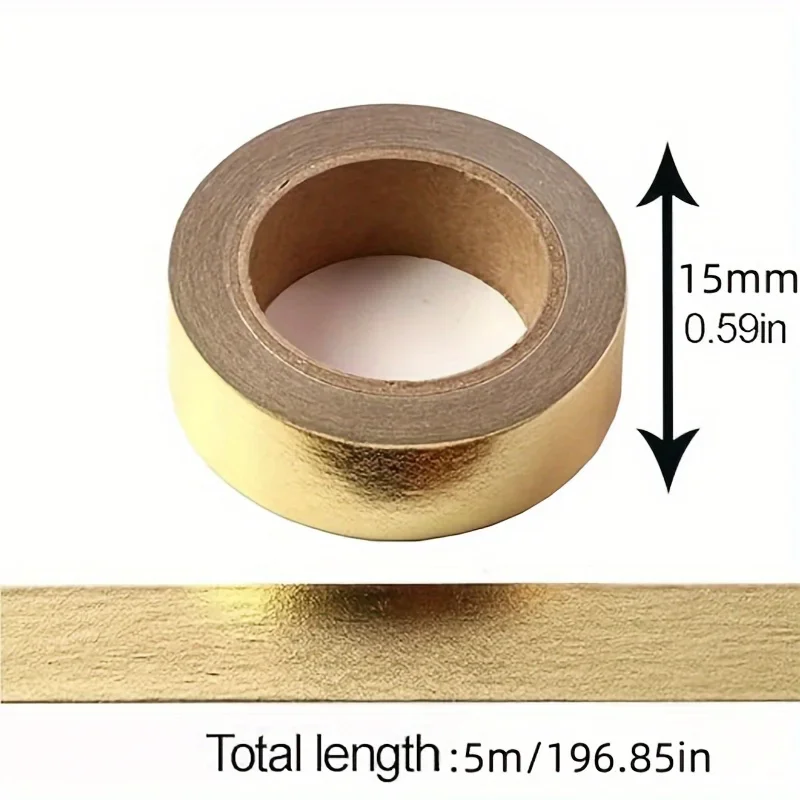 1 Roll/196.85inch Solid Color Bronzing Tape Material Sticker, Solid Color Decorative Ledger Tape
