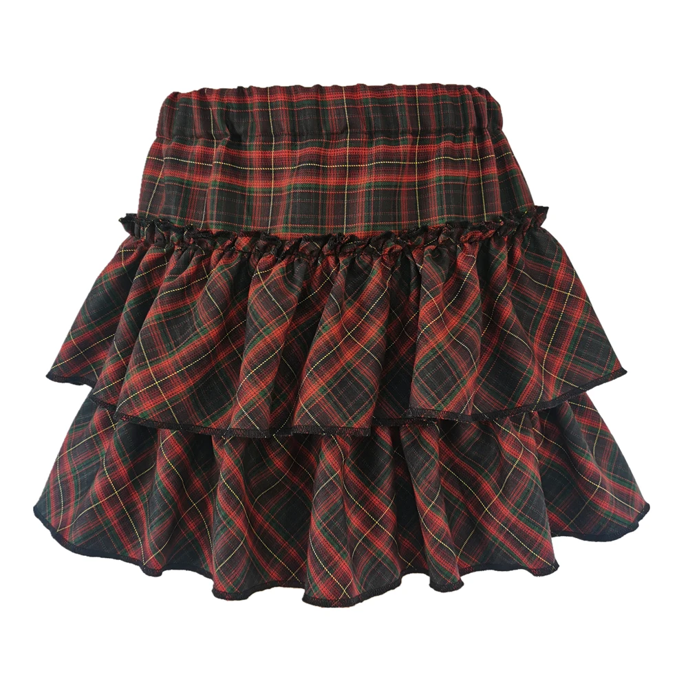 Gonna a vita alta Slim Lolita Cosplay Y2k gonna a quadri per ragazza in stile College giapponese gonna a quadri femminile gonna rosa