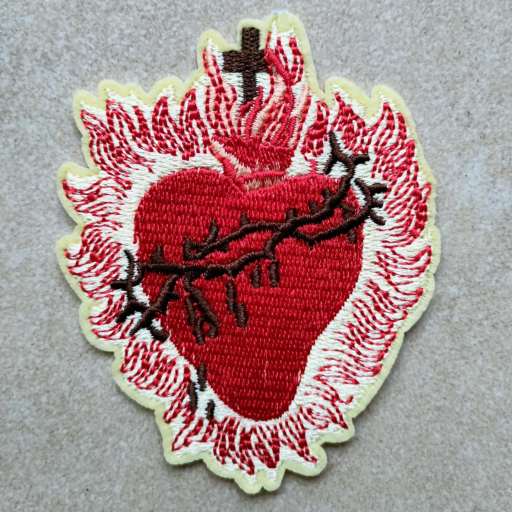 Sacred Heart Jesus Church Catholic Christian Embroidered Patch for Clothes Motorcycle Jackets Backpacks Hats Jeans ≈6.7*8.6cm