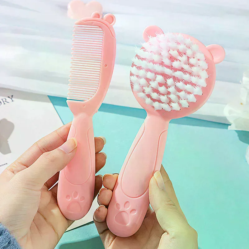 2Pcs/Set Cute Kids Baby Small Hair Brush and Comb Set for Newborns & Toddlers Baby Brush Soft Bristles Baby Hair Care Gift
