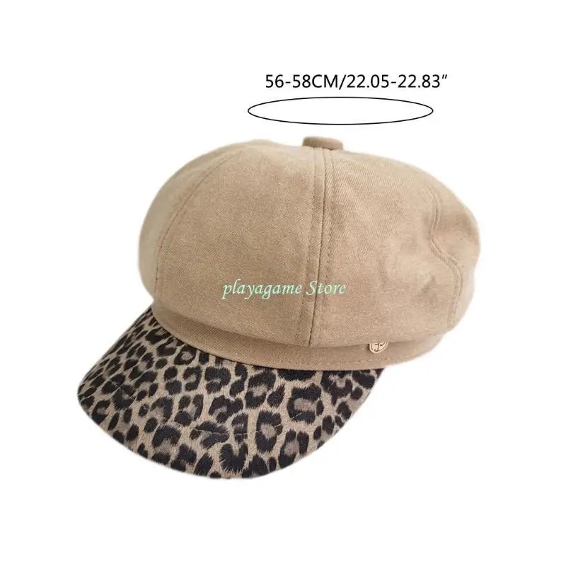 Y88A العصرية الرجعية ليوبارد قبعة مثمنة قبعة الإناث بلغت ذروتها قبعة الرسام كل مباراة لصديق جمع الشارع اطلاق النار #6