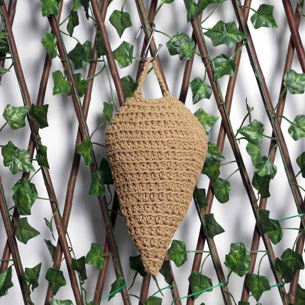 Crochet Wasp Nest Decoy Wasp Deterrent Decoy with Hook Faux Hornets Nest Repellent Wasp Nest Trap for Outdoor Garden