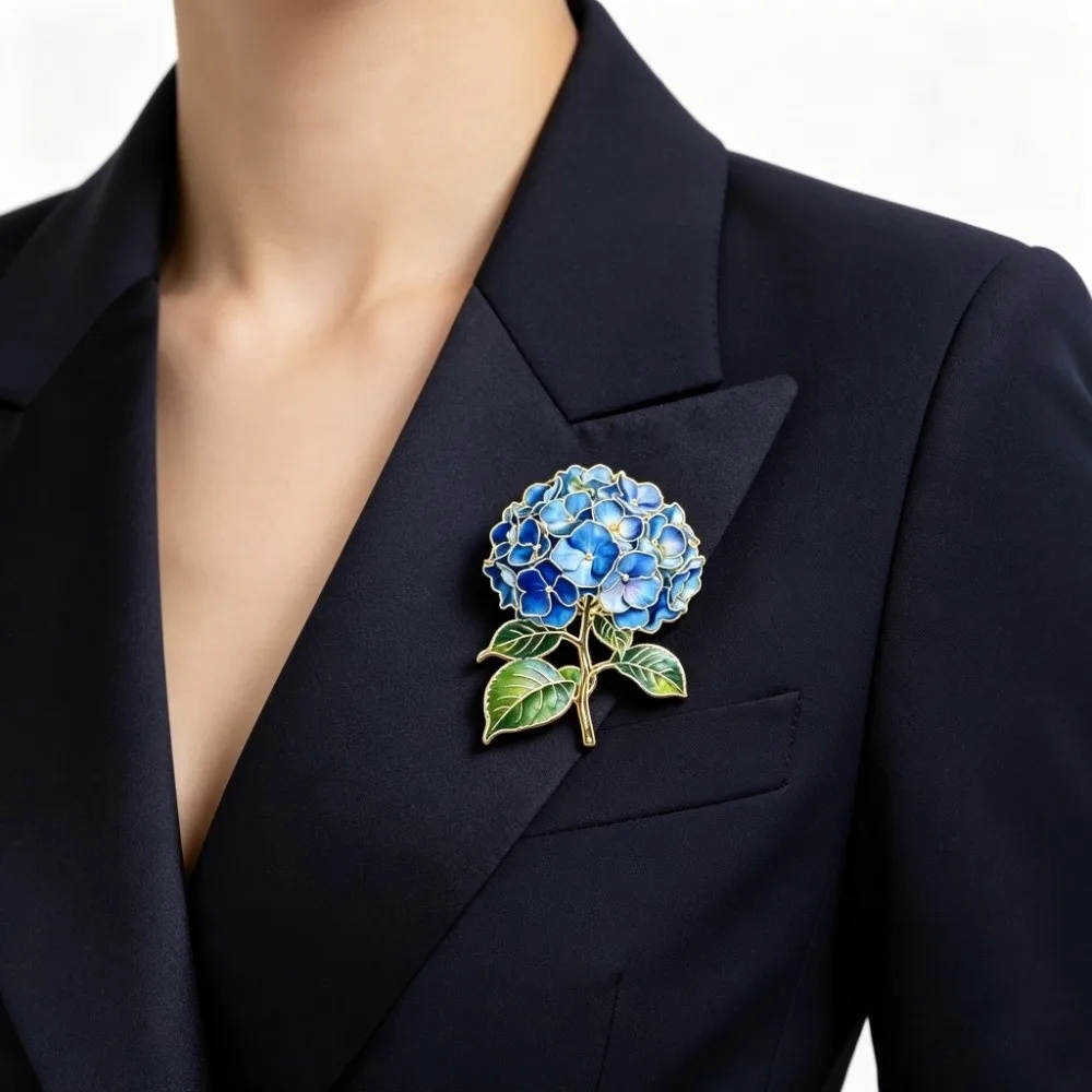 Assorted Colors Flower Brooches Botanical Design 12 Piece Set Enamel Flower Pins Metal Pin Back Enamel Material