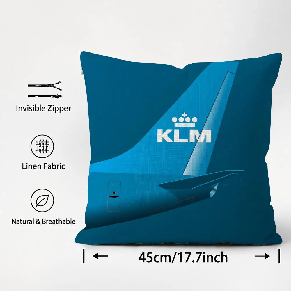 Brand Netherlands KLM Royal Dutch Airlines Cushion Cover Cushion Covers Natural Linen Breathable Sofa Bedroom Decor Pillowcase
