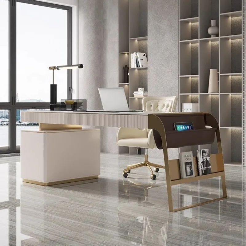 Slate countertop desk Designer desk Light luxury computer desk Modern simple beauty Medical beauty consultation table and chairs