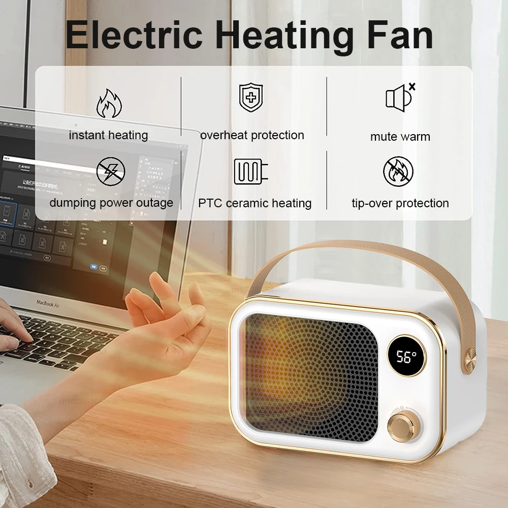 Electric Heater Mini Heating Fans 1200W Portable Hot Air Blower PTC Fan Heater Home Bedroom Office Small Desktop Space Heater