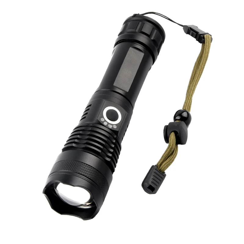 Super Bright LED Tactical Flashlight Rechargeable Zoomable Handheld Spotlight Digital Display Waterproof Camping Outdoor Emergency Torch Light