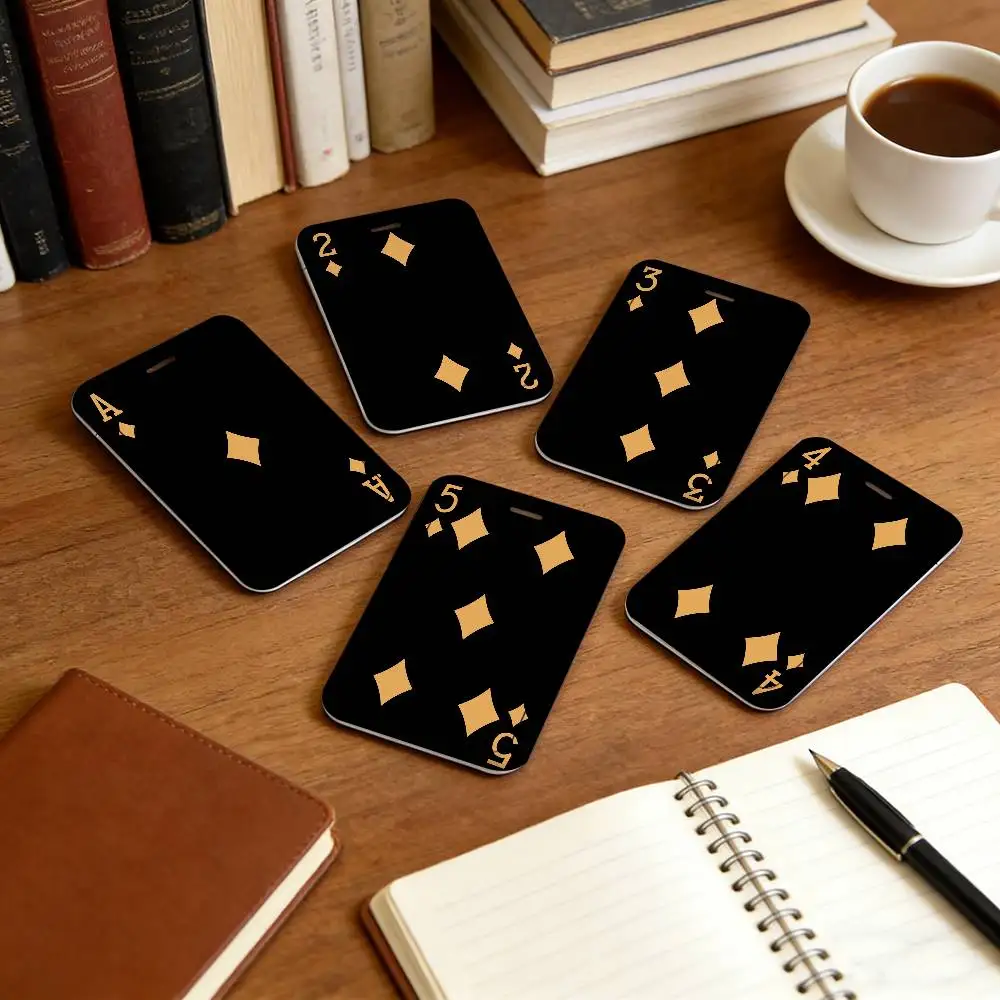 Black Poker Fashion Lanyard Pull Back Clip Holder and Card Holder Rotating Back ID Card Family Gift