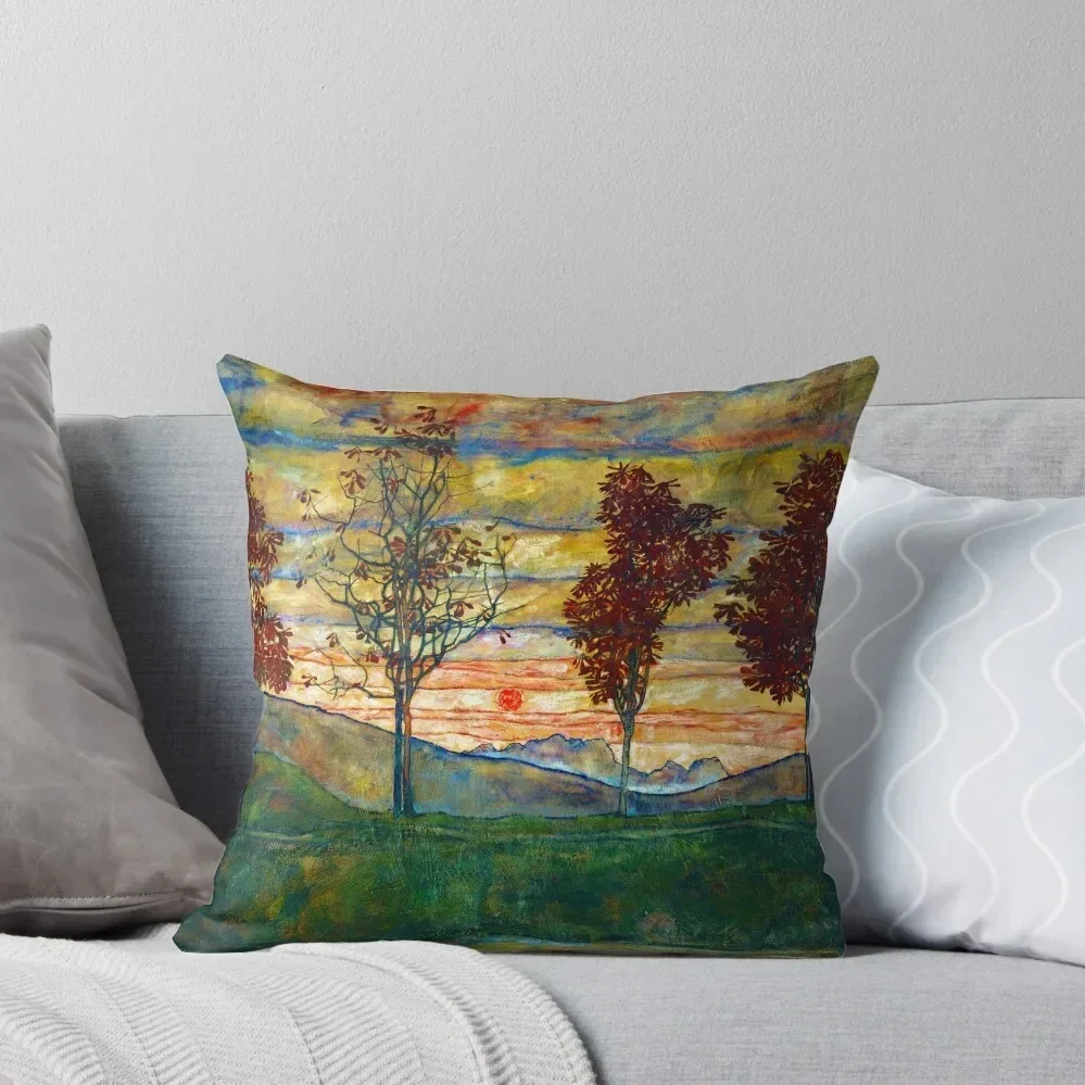 Egon Schiele Four trees, 1917 Throw Pillow christmas decorations 2025 Christmas Pillows Pillowcases For Pillows Anime pillow