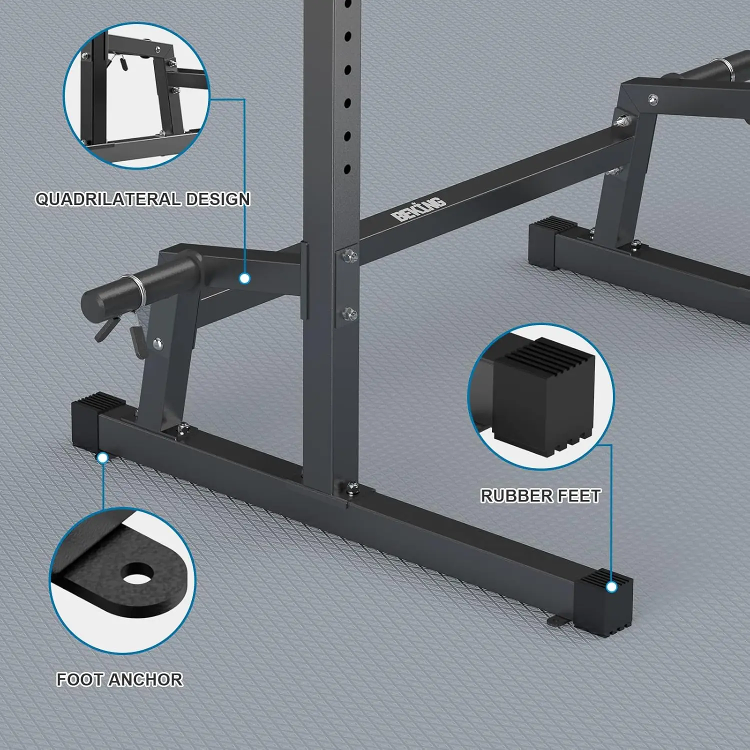 Power Rack Squat Rack Cage with Pull Up Bar,Adjustable Power Cage Exercise Squat Stand with Barbell Rack Weight Plate Storage,St