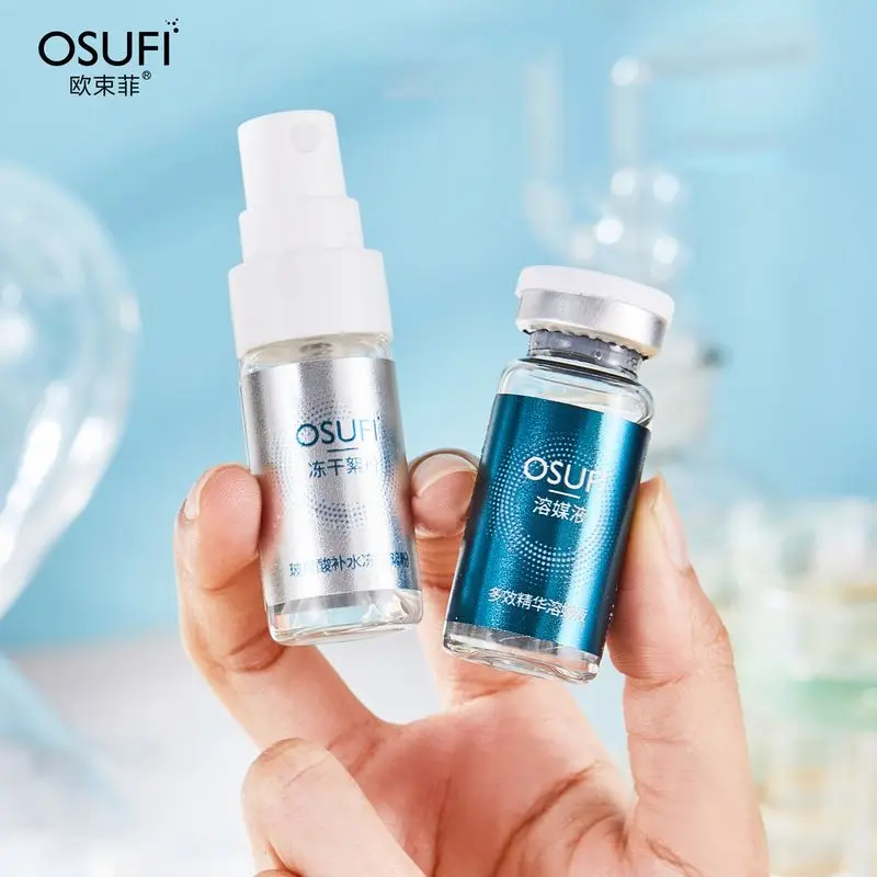 OSUFI Face Hyaluronic Acid Serum Freeze-dried Powder Set Hydrate Moisturizing Moisturize Firm Essence Spray Kit Facial Skin Care