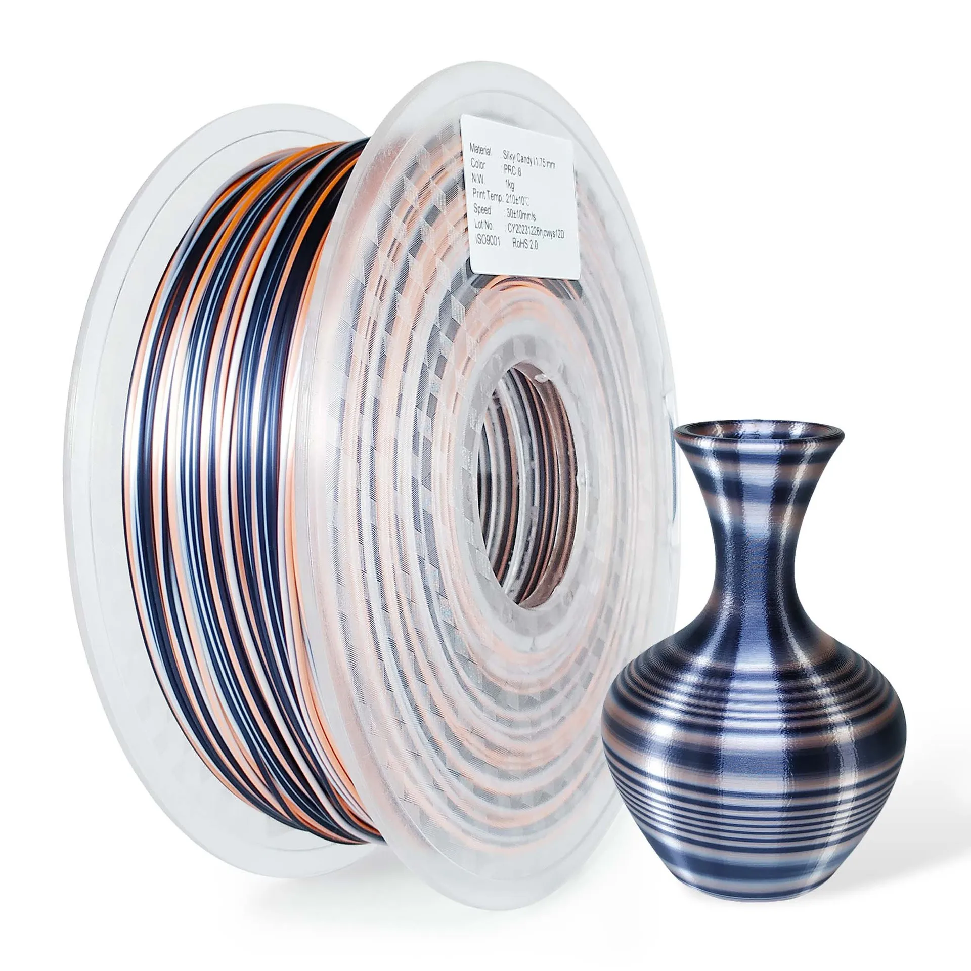 3D การพิมพ์ Filament Silk Rainbow Candy Rapid Gradient Twist รูปแบบ 1.75 มม.1 กก.3D วัสดุการพิมพ์ PLA 3D การพิมพ์ Consumable