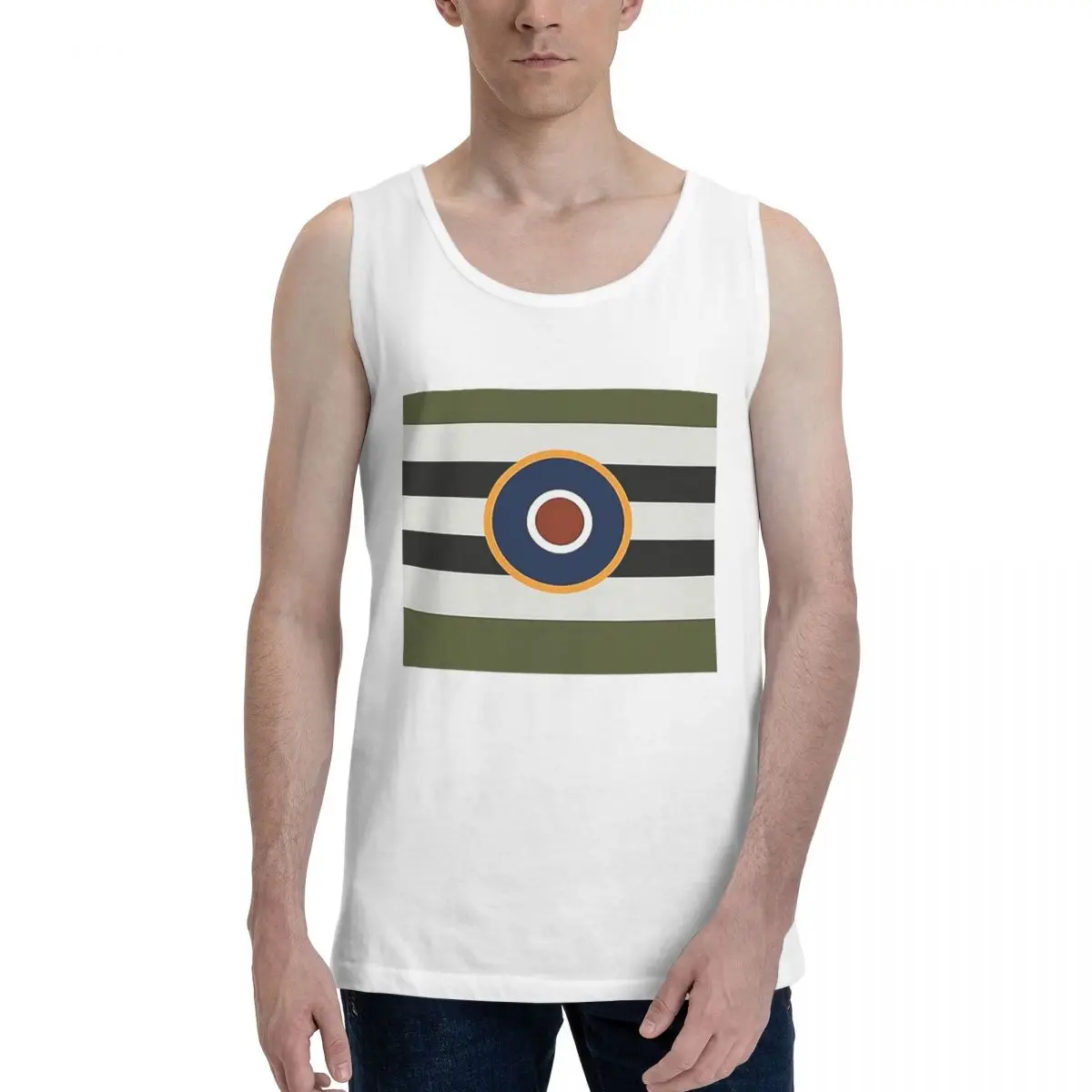D-Day Stripes With RAF Roundel 100% Cotton Men's Sweatshirt Vest Sleeveless Clothing Tees Men Tank Tops T-shirt