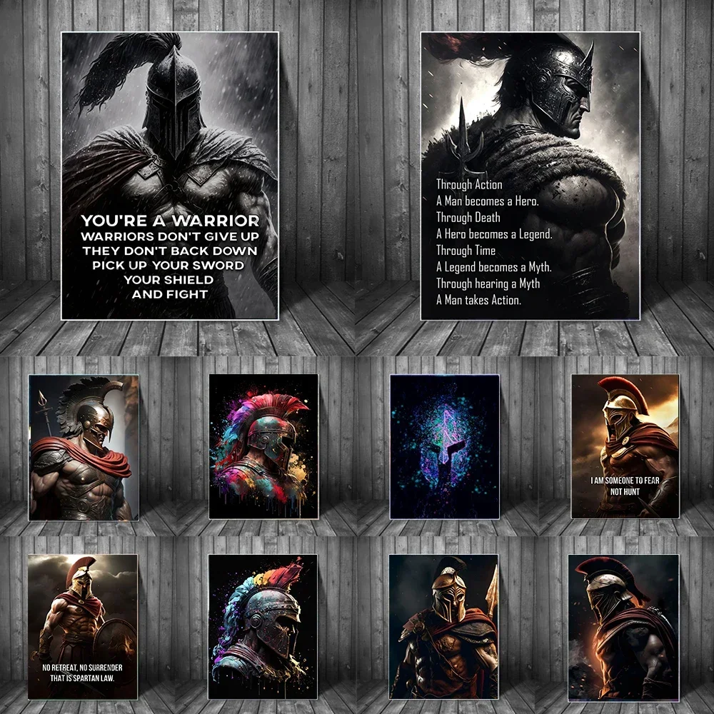 Arte de pared escandinavo, dios griego antiguo de la guerra, guerreros espartanos, personajes Vintage, impresiones de carteles, hogar, dormitorio, sala de estar, Dec
