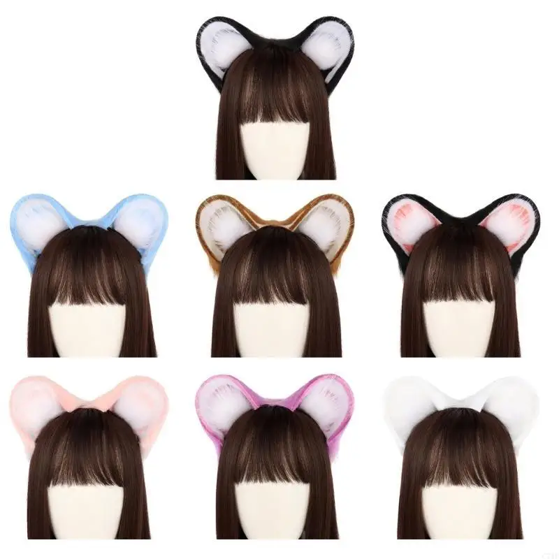 

C71F Ear Headband Comics Show Costume Hairhoop Women Music Festival Headpieces