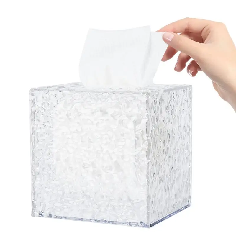 Wall Mounted Tissue Box Holder Clear Water Ripple Style Tissue Holder Box Creative Fashion Transparent Tissue Box