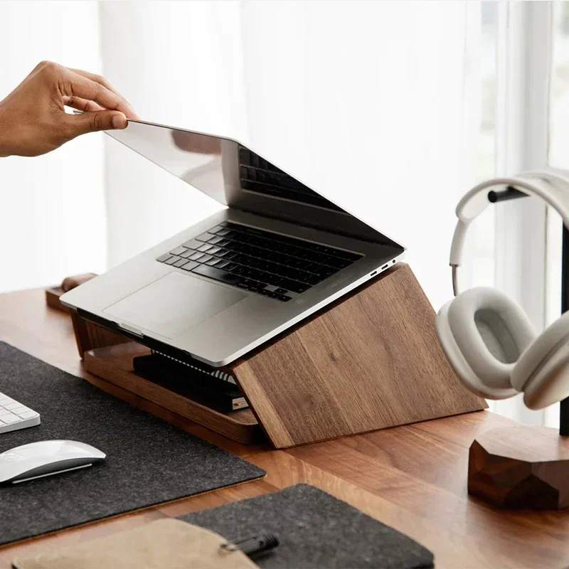 North American Black Walnut Height Increasing Holder Desktop Notebook Stand Tilted Design Computer Desk Durable Monitor Rack