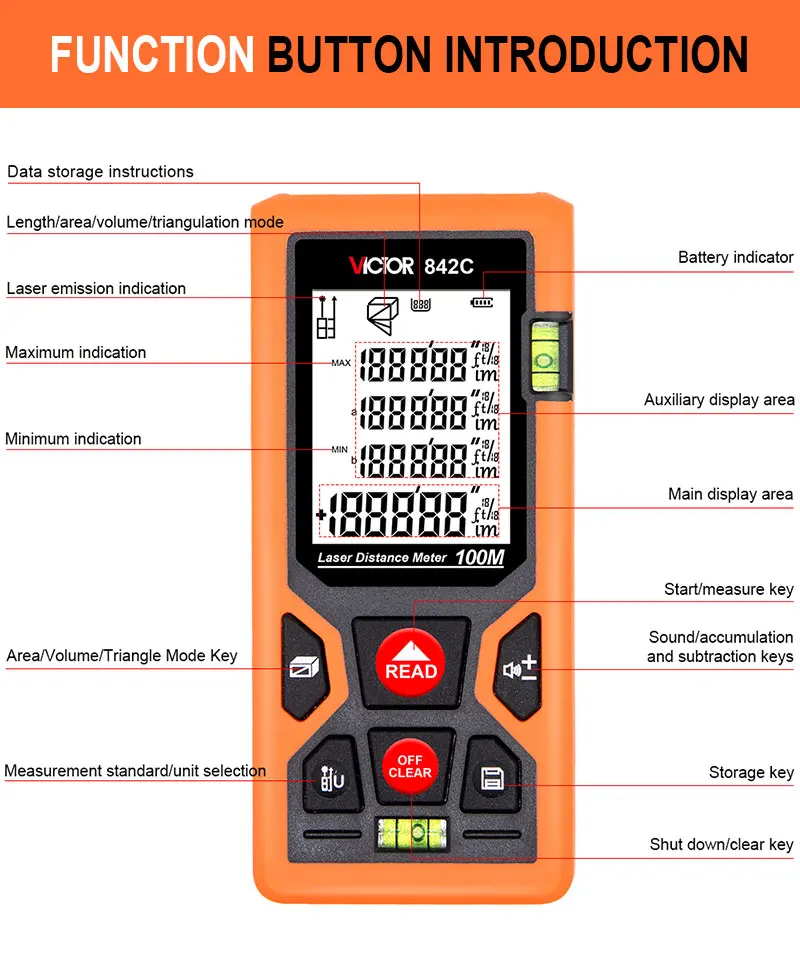 

842D Laser Distance Meter 120m Laser Range Finder Tester