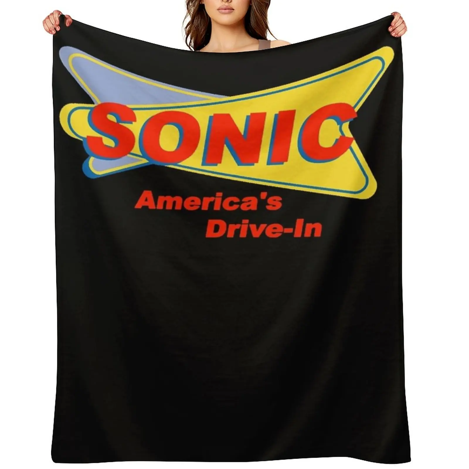 

Sonic America&x27;s drive-in Fast Food Logo Red Essential T-Shirt Throw Blanket For Decorative Sofa Furrys Custom Blankets