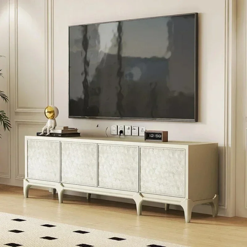 

American Shell Solid Wood TV Cabinet American Light Luxury Wind Floor High Leg Cabinet