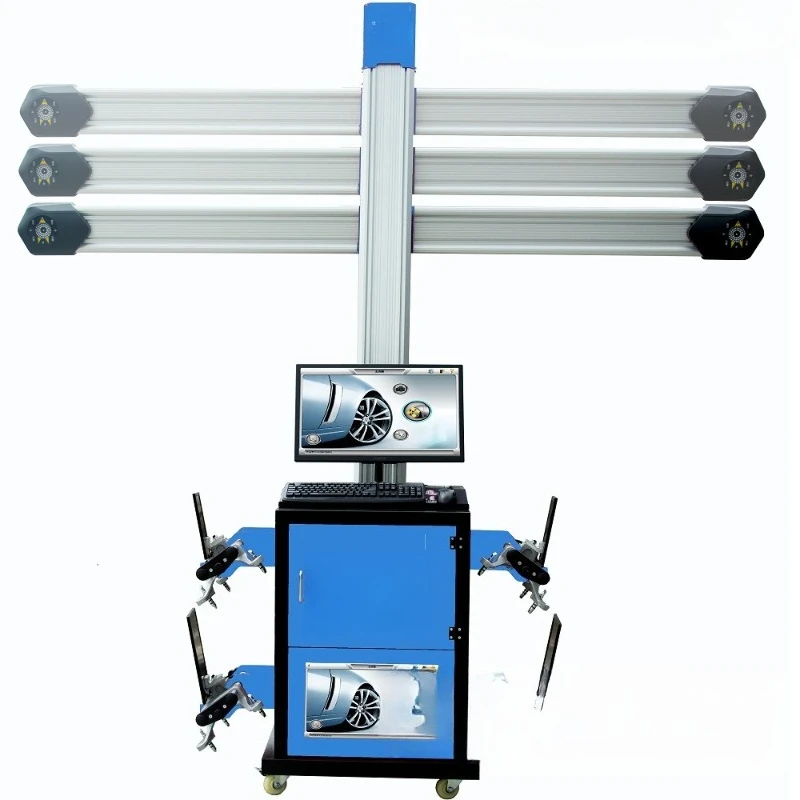 Automobile four-wheel aligner, automatic lifting of the beam