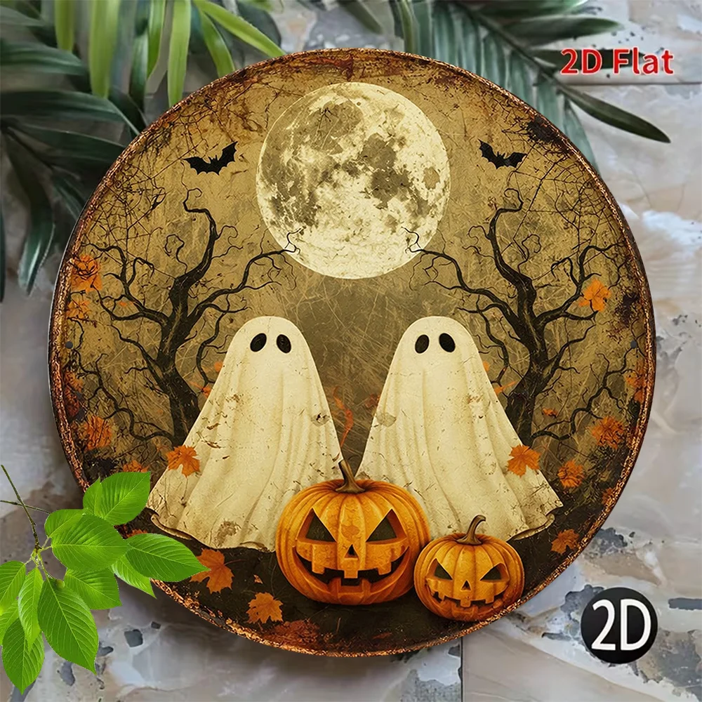 2D Flat, 1pc 2D Flat Design Wooden Decoration, 2D Flat 1pc Round Wooden Sign 5.91*5.91in/15x15cm, Vintage Wooden Plaque with Hal
