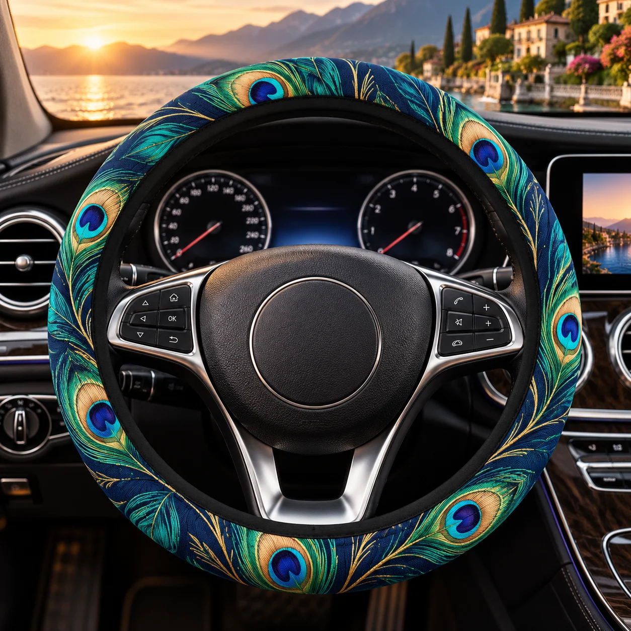 Personalized Custom Elastic Steering Wheel Cover, Custom Your Image Pattern Universal Non-slip Car Steering Wheel Protector Car