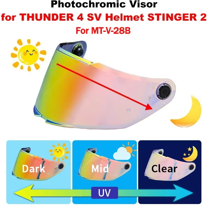 

Photochormic Replacement Face Shield for Model THUNDER 4 SV Helmet STINGER 2 for MT-V-28B Helmet Lens Original for MT Parts