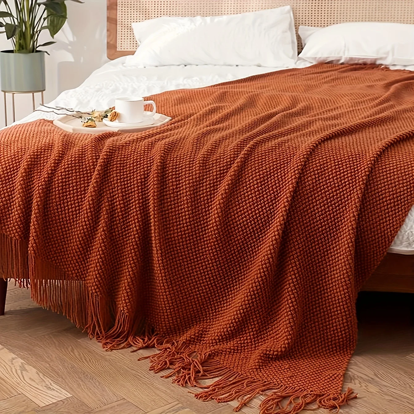Cozy Reversible Fleece Hooded Blanket with Kangaroo Pocket Soft Velvet Wearable Throw for Sofa, Bed and Holiday Gifts