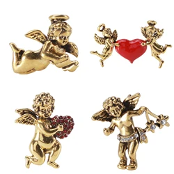 Enamel Angel Brooches for Women Unisex Cupid Love Character Pins Banquet Party Backpack Gifts Jewelry Accessories