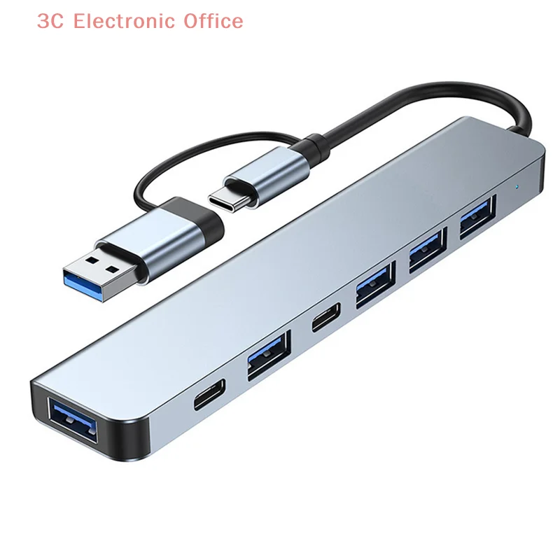 7 In 2 USB Hub With Card Reader USB C Port 3.0 2.0 SD TF Slot Docking Station For Laptop PC