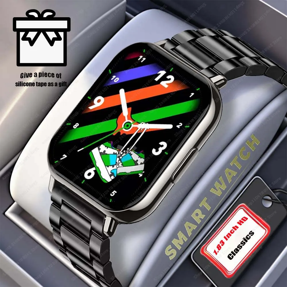 Reloj inteligente de moda 1,83 HD, reloj de pantalla completa para hombres, llamadas Bluetooth, rastreador de salud, deportes para mujeres, foto personalizada, relojes inteligentes de Fitness