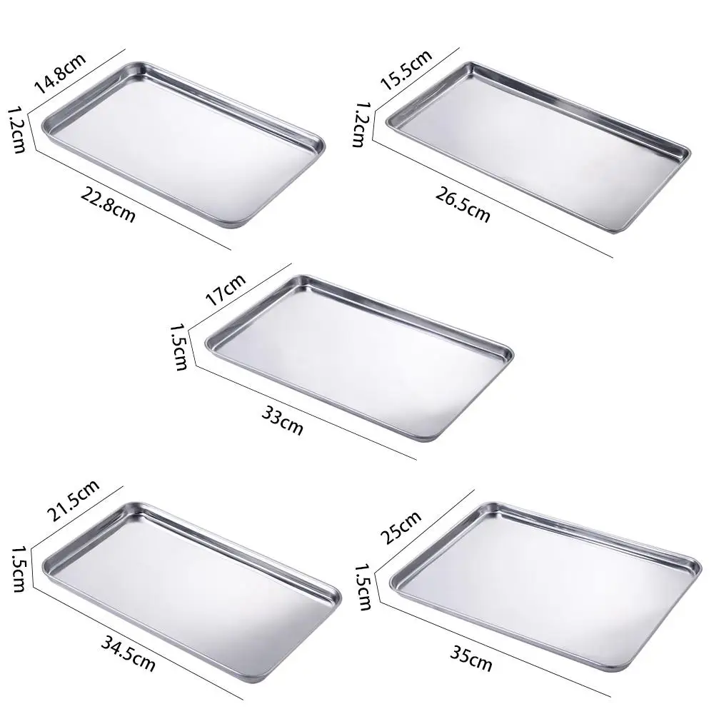 Bread Pastry Stainless Steel Fruit Plate Sturdy Rectangle Cookie Sheets Loaf Pan Baking Tray Cake Dish
