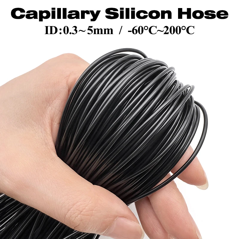 20M/30/40/50M Black Odorless Silicone Capillary Tubing Food Safe Flexible hose ID  0.5 0.6 1 1.5 2 2.5 3 4 5mm