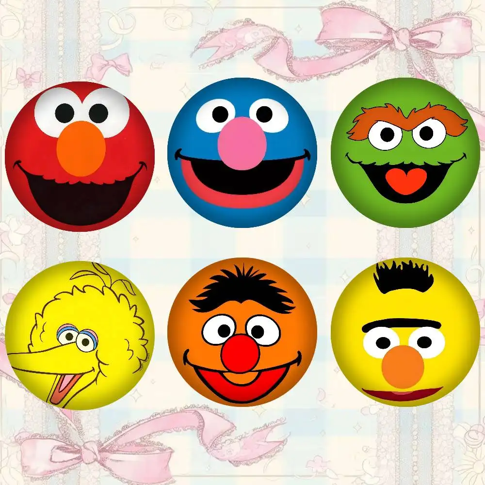 Cute Anime Sesame S-Street Badges Round Exquisite Badge Brooches Creative Pins For Clothes Hat Backpack Gift Accessories