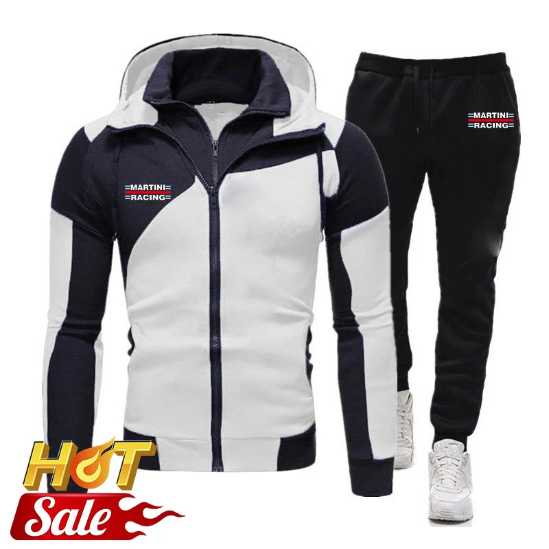 2025 Spring And Autumn Man's Martini Racing Logo Print Handsome Popular Hot Sales Travel Zipper Hoodies+Fit Sports Pants Suits