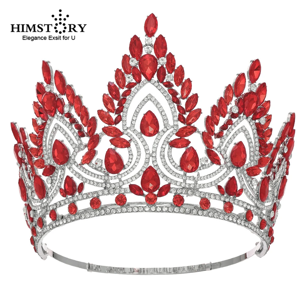 HIMSTORY Bridal Crown Luxury Beauty Pageant Champion Tiaras Catwalk Laurel Baroque Queen Party Hairband Round Headpiece Accessor