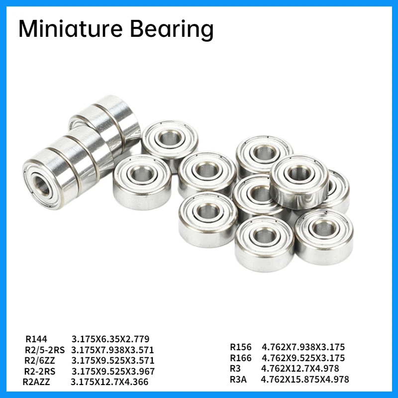 

4/10pcs Inch Miniature Bearing Inner Diameter 3.175mm 4.762mm R2 R144 R2 R2A R156 R166 R3 R3A R2-5 R2-6 R2-2