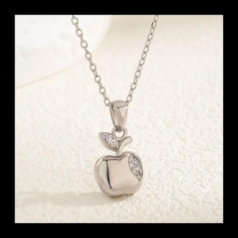 جديد S925 الفضة التفاح شكل قلادة قلادة شخصية عصرية ضوء تصميم فاخر الترقوة سلسلة الزركون المجوهرات