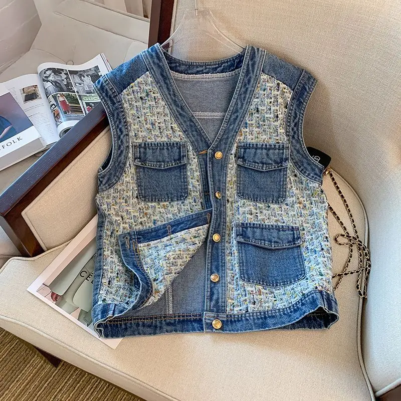 

Denim Vest Women's Spring Autumn Sleeveless Outer Foreign Style Top 2025 New Popular Vest Jacket