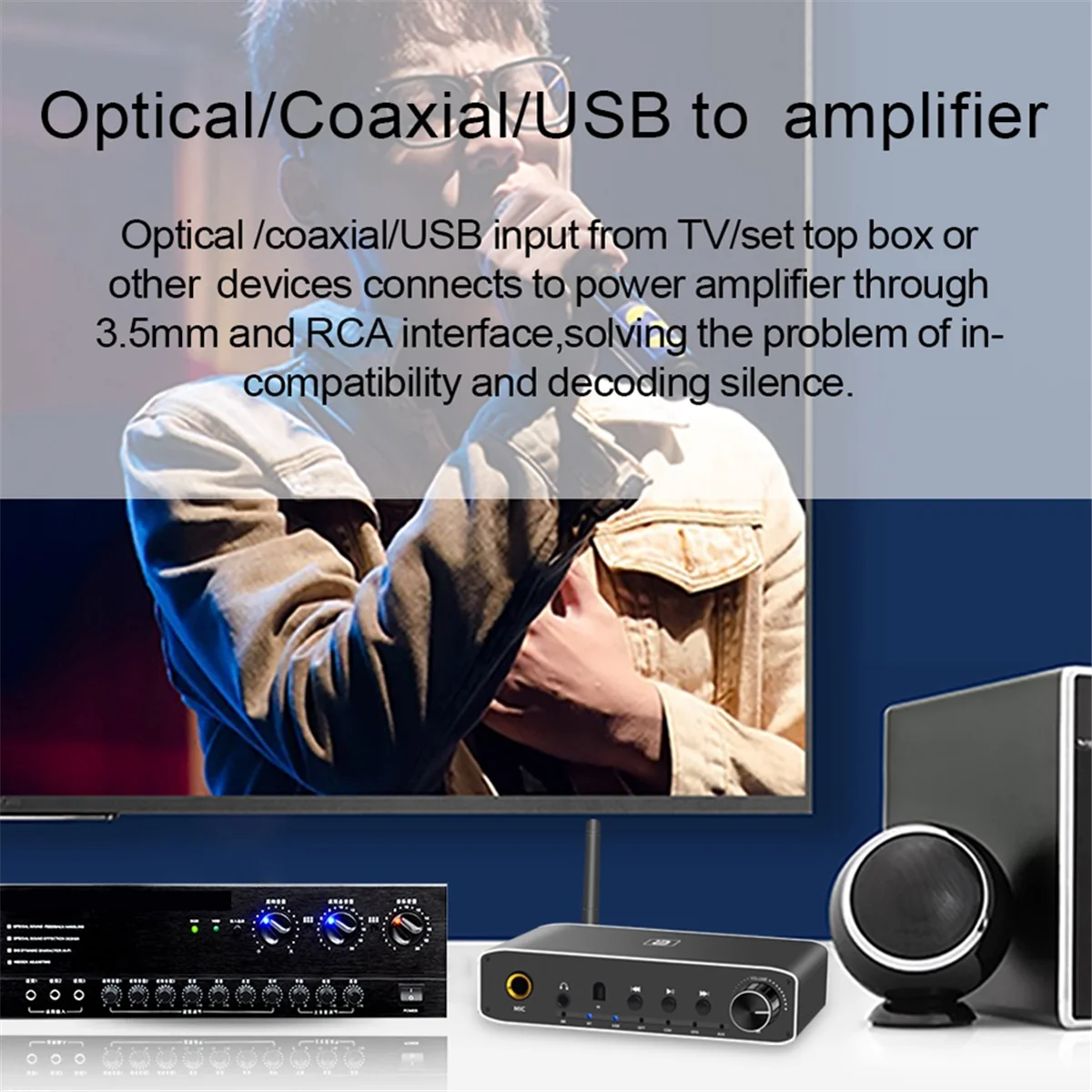 ตัวรับสัญญาณบลูทูธ2 in 1โคแอกเซียลดิจิตอลเป็นอะนาล็อกตัวแปลงสัญญาณเสียงอะแดปเตอร์หูฟังอะแดปเตอร์เสียบ EU