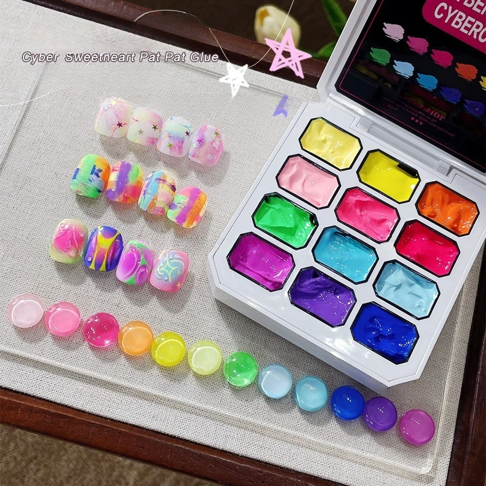 

12Colors Fluorescent Pat Ombre Gel Nail Polish Fast Gradient Painting Gel Solid UV Varnishes Paint Gel for DIY Nail Art Manicure